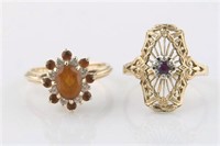 Pair of 14k Yellow Gold with Gemstone Rings