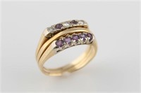 14k Yellow Gold and Amethyst Ring with Diamonds