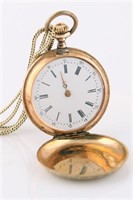 14k Yellow Gold Swiss Pocket Watch and Chain