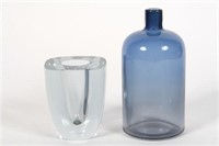 Orrefors Smoked Glass Vessel with Clear Glass Vase