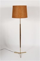 Mid-Century Modern Brass and Wood Floor Lamp