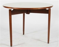 Round Laminate and Teak Side Table
