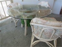 Glass top table and 3 chairs