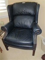 Wing back leather chair