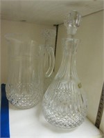 Pitcher and 2 decanters
