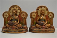 Antique Chalkware Woman Bookends