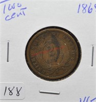 1865 TWO CENT PIECE  VG