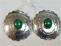 STERLING SILVER & MALACHITE STAMPED EARRINGS