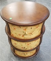 ROUND 3 DRAWER ACCENT TABLE W FLOWER THEME