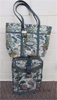 Oscar De La Renta tapestry weekender roller bag