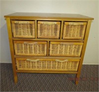 6 wicker drawer chest on hardwood frame