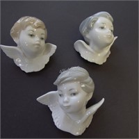 Complete Set of Three Lladro Angels Seraph Heads