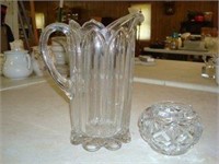 Tall Glass Water Pitcher & Bowl