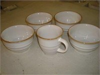 Brown Rim Bowls and Mug