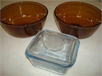 Fire King Amber Bowls and Storage Dish