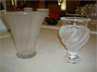 Lalique Footed Crystal Vases