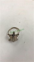 Silver tone turtle ring Mark 925 with movable feet