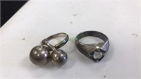 2- Silver tone rings Mark 9251 has a clear stone,