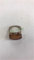 Silver tone ring Mark 925 with  Amber Stone,