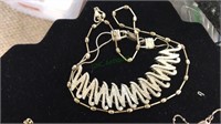 Silver tone Necklace and bracelet marked 925 (793)