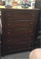 Cherry five drawer chest of drawers, top drawer