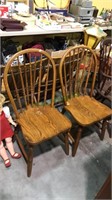 Para hoop back oak side chairs with stretcher