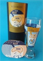 Beer Glass + Coasters