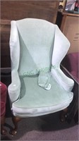 Hallcraft Green Queen Anne wing back chair, (885)