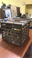 Antique wooden egg crate with the lid, 12 x 13 x