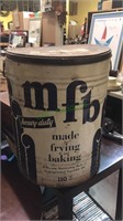 MFB 110 pound vegetable oil shortening can with