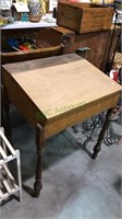 Homemade lift top desk with antique legs, 33 x 24