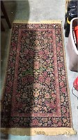 Red and black oriental rug, 49 x 26, (691)