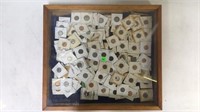DISPLAY CASE WITH ASSORTED U.S. COINS IN FLIPS - L