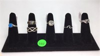 7 PC STERLING SILVER RING LOT - ASSORTED SIZES & G
