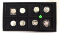 8 PC SILVER DOLLARS & ROUNDS - CASED - HAWAII, ELL
