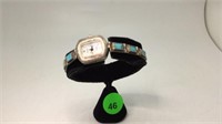 STERLING SILVER WATCH BAND WITH TURQUOISE STONES O