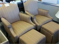Pair of Custom Upholstered Rolling Chairs
