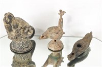 Ancient artifacts - Stone carving and bronze oil