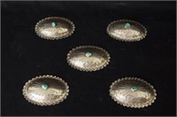 5 Silver turquoise conchos - Navajo