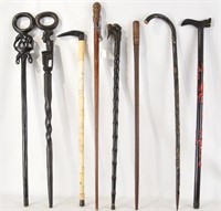 Collection of eight international antique canes