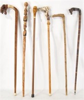 Collection of Five Antique Walking canes