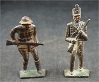 2 Antique Cast Military Dough Boy Soldiers Lot