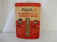 PLYMOUTH HARVEST TWINE ADVERTISING THERMOMETER