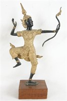 Bali Archer Statue  - 10"  Bronze w Gilt