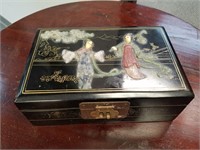 VTG BLACK LACQUER JAPANESE JEWELRY BOX