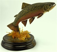 Lot #105 Hand Carved Brook Trout on habitat