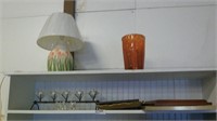 Table Lamp, Vase, 2 Framed Prints, Candle Decor