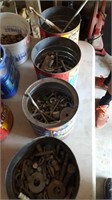 4 buckets of misc nuts, bolts, etc