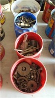 4 buckets nuts, bolts, nails, etc
