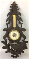 Antique Black Forest Thermometer Barometer